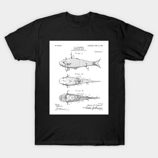 Fishing Lure Patent - Fisherman Outdoorsman Art - White T-Shirt